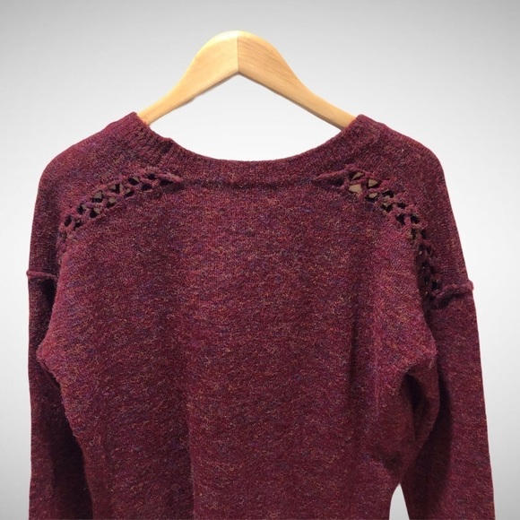 Heartloom Anthropologie Sweater Lattice Shoulder Design Red Size Large - Picture 8 of 11